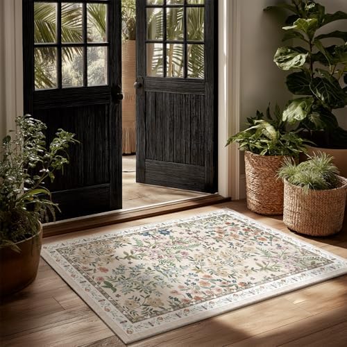 Machine Washable Small Rugs for Entryway: Door Mat Indoor Entrance 2x3 Throw Rug Non-Slip Low Pile Soft Kitchen Rugs for Front Door Indoor Entrance Entry Bedside Kids Room by palohom