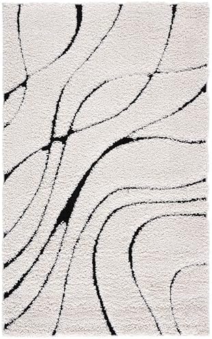 SAFAVIEH Florida Shag Rug 3'3"x5'3", Soft Plush Ivory & Black SG471-1290 - Image 2