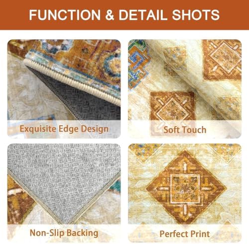 Kitchen Rugs Sets of 3 Non Slip Washable Kitchen Mats for Floor, Orange - Image 5