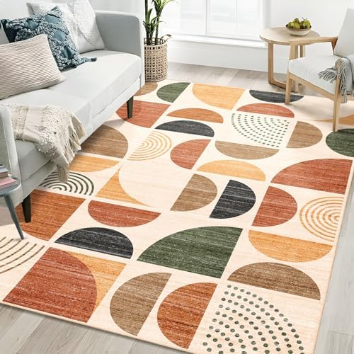 MUJOO 5x7 Area Rugs Washable,Boho Rugs Non Slip Modern Abstract Large - Image 2