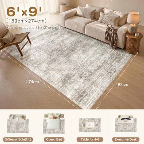 cotiled Boho 6x9 Area Rugs for Living Room: Large Moroccan Washable Rug - Image 2