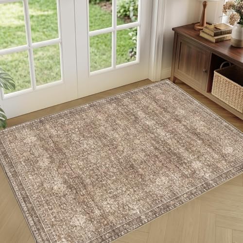 Sasttie 2x3 Area Rugs, Ultra-Soft Washable Rug for Living Room, Dark Brown by SASTTIE