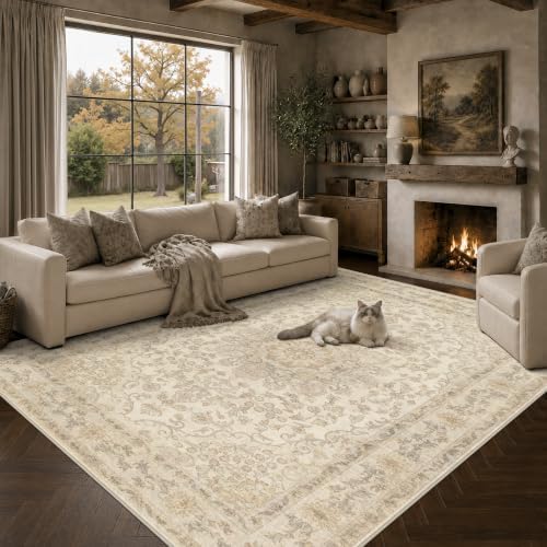 6x9 Area Rugs Living Room: Washable Vintage Floral Rug for Bedroom - Image 2