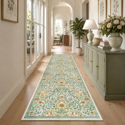 3x12 Floral Runner Rug for Hallway Washable Kitchen Runner Rug - Image 2