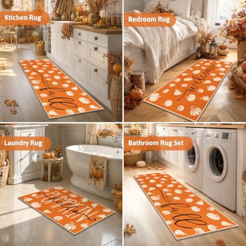 Yamaziot Fall Pumpkin Kitchen Rug Set of 3 Orange Autumn Home Decor - Image 7