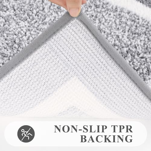 Pauwer 3 Piece Bathroom Rug Set, Non Slip Washable Bath Mat, Light Grey - Image 4