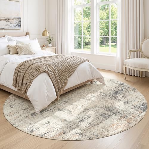 6ft Area Rug for Living Room, Abstract Washable Non-Slip Large Rugs, Gold - Image 4