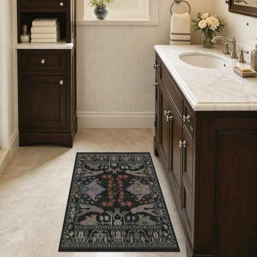 Entryway Rug 2X3 Small Rugs Floral Rug - Image 3