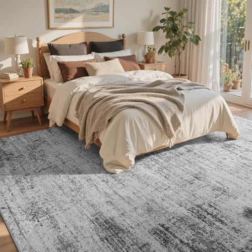 9x12 Ft Abstract Washable Area Rugs for Living Room Grey - Image 4
