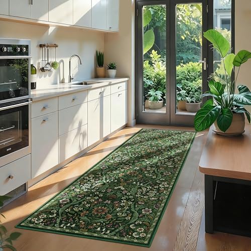2’6″x 8’Floral Runner Rug for Kitchen Washable Hallway Runner - Image 4