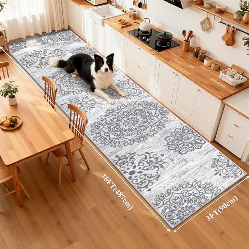 HEBE Hallway Runner Rug 3'x16', Washable Non Slip Kitchen Rug Runner - Image 2