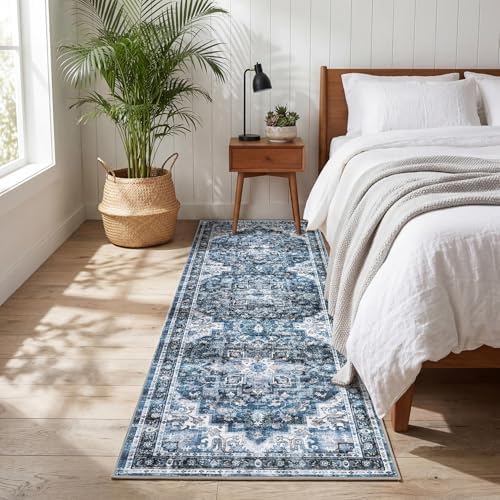 GarveeHome Washable Rug Runner 2x6 Vintage Runners for Hallways Blue - Image 2