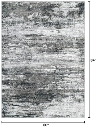 Washable Rug 5x7 Area Rugs for Living Room: Neutral Soft Rug Abstract Non Slip Low Pile Modern Carpet for Bedroom Kitchen Nursery Office Dining Room Indoor (Black, 5'x7') - Image 2