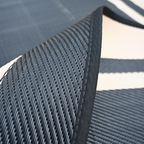 RURALITY Outdoor Rugs 5x8 Waterproof for Patios Clearance,Plastic Straw Mats for Backyard,Porch,Deck,Balcony,Reversible,Black and Beige - Image 5
