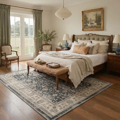 Bavni 2x3 Doormat, Vintage Floral Washable Non Slip Area Rug for Entrance - Image 5