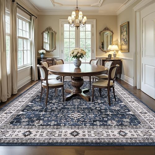GarveeHome Navy Area Rugs 9x12 Large Washable Rug Living Room Rug - Image 2