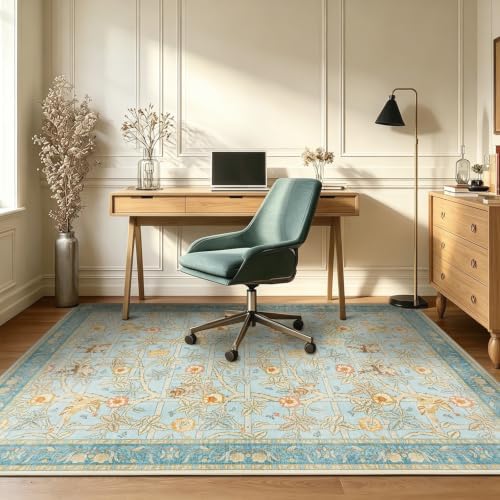 5x7 Living Room Rug, Non-Slip Floral Vintage Washable Area Rug for Bedroom - Image 4