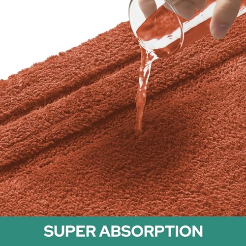 HOMEIDEAS Bathroom Rugs Sets 2 Piece, Super Soft and Absorbent Non Slip Microfiber U-Shaped Toilet Bath Mat Set (20"x32"+U20 x24, Burnt Orange) - Image 4