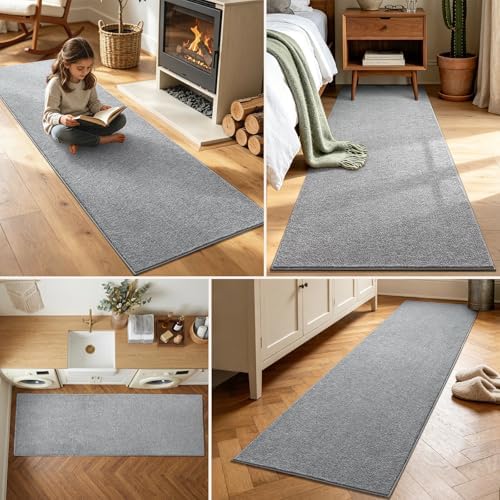 2x8 Grey Runner Rug Washable Non-Slip Soft for Kitchen Hallway Bathroom - Image 3