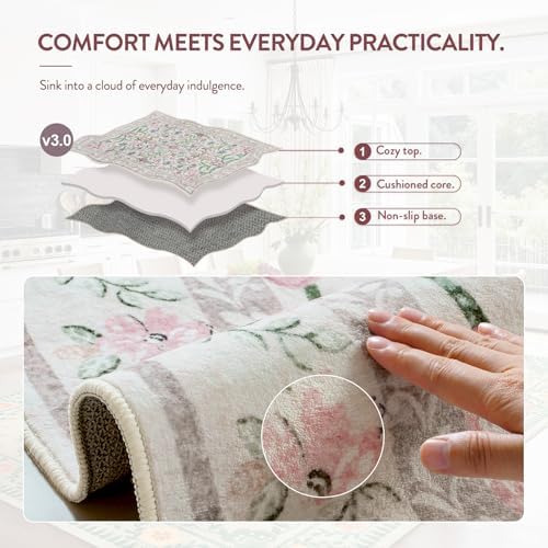 Lahome Boho Purple Floral 5x7 Area Rugs, Washable Rugs for Bedroom Nursery - Image 5