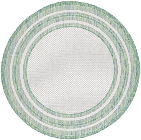 SAFAVIEH Courtyard Outdoor Round Rug 6'7", Ivory & Green CY8475-55712 - Image 2