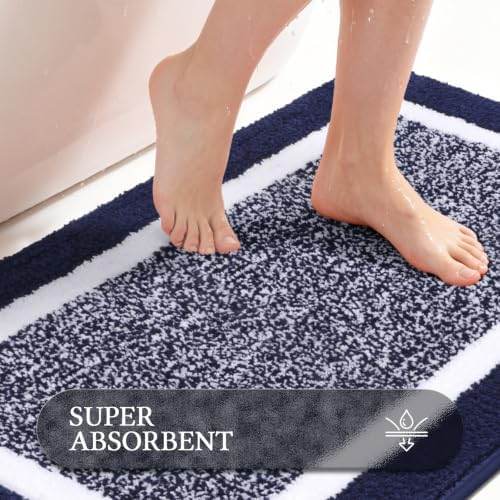 Pauwer Bathroom Rugs Sets 2 Piece, Non Slip Washable Bath Mat, Navy - Image 4