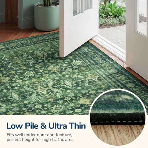 Lessymo Washable Area Rugs 9x12 for Living Room,Soft Non Slip Carpet Green - Image 7