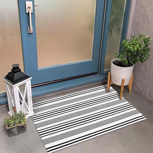 Front Door Mat 24"x35" Halloween Welcome Mat Black and White Outdoor Rug - Image 6