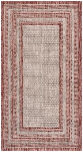 SAFAVIEH Washable Rug Outdoor Courtyard Collection - 4' x 5'7", Grey & Red, Non-Shedding & Easy to Clean, Ideal for Patio, Backyard, Mudroom (CY8475-36512) - Image 2