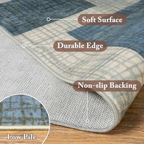 Washable 4x6 Entryway Rug, Area Rugs for Bedroom Kitchen, Blue - Image 5