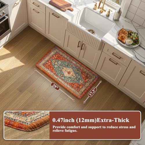 Collive Kitchen Mats for Floor, Boho Washable Sink Rug-17.3"x29" - Image 2