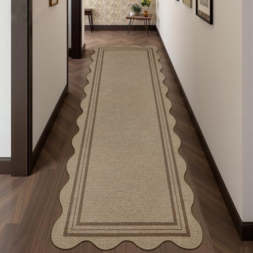 Scalloped Easy Jute 2.6x8 Kitchen Runner Rug, Washable Rugs for Entryway Non Slip Outdoor Indoor Long Rug, Farmhouse Modern Carpet for Hallway Bedroom - Image 7