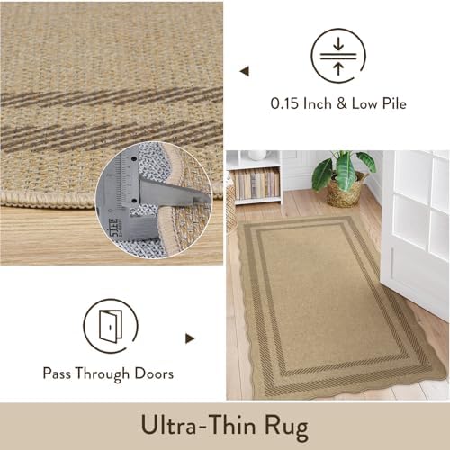 LIVEBOX Scalloped Easy Jute 4x6 Outdoor Rug, Washable Non Slip Geometric Area Rugs for Living Room Bedroom, Indoor Outdoor Farmhouse Rug Modern Carpet Door Mat Tan Rugs for Patio Dining Room Entryway - Image 6