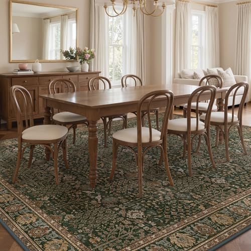 Bavni 10x12 Washable Area Rug for Living Room, Dark Green Brown - Image 3