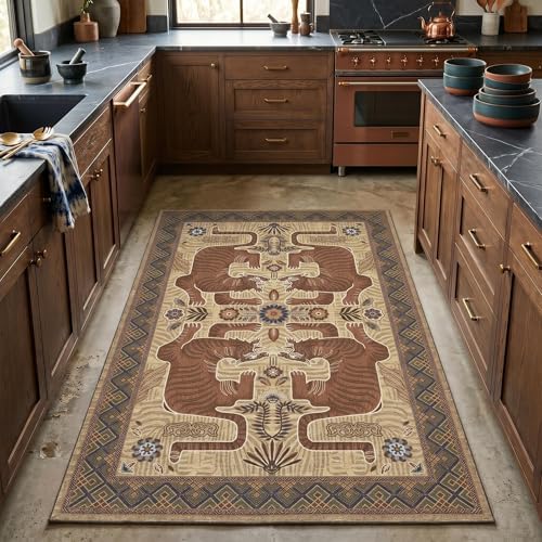 GarveeHome 3x5 Tiger Washable Rug Entryway Boho Bedroom Non Slip Vintage - Image 2