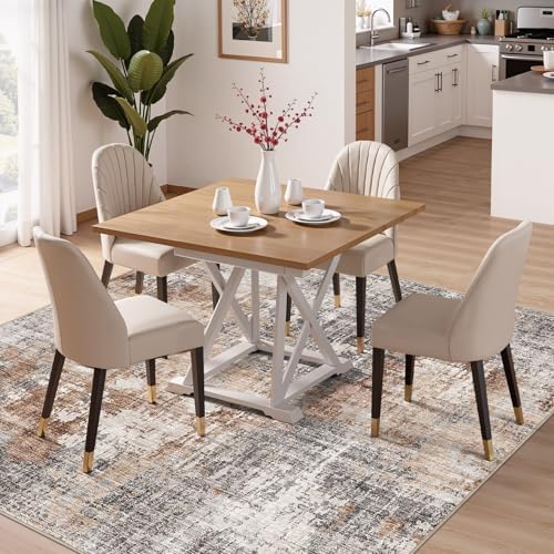 DMOYEST Square Area Rug Living Room Rugs - 8x8 Washable Large Soft Indoor Neutral Modern Abstract Low Pile Rug Carpet for Bedroom Dining Room Farmhouse Home Office - Grey Brown - Image 3