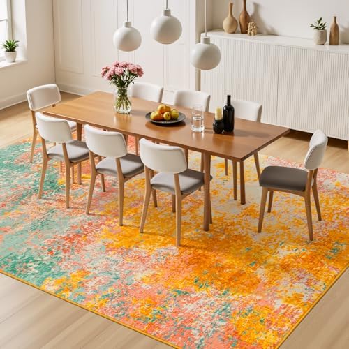 Rugflix 5x7 Orange Area Rug for Living Room, Washable Colorful Rug - Image 4