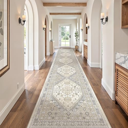 zesthome 2'6 x 14' Runner Rug Non Slip,Washable Kitchen Rugs,Beige - Image 3