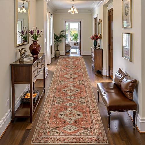 Boho 16ft Runner Rug for Hallways 2.6x16 Washable Runner Rug Non Slip by Tangsoo