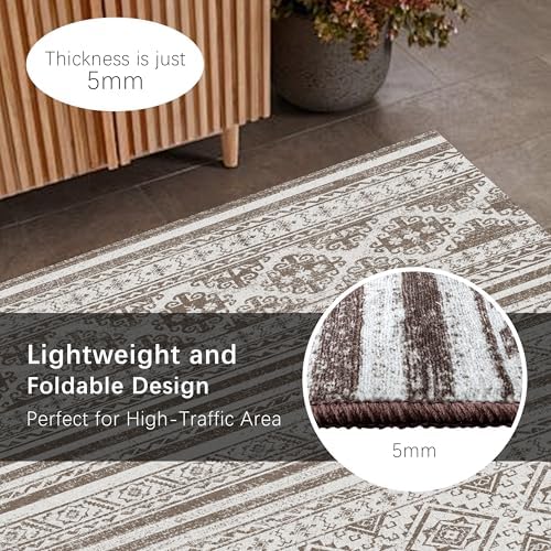 RUGSURE Washable Area Rugs 9' x 12' - 1/6 Thick - Moroccan-Inspired -Stain & Water Resistant Non-Slip - Resistant Rug for Living Room, Bedroom, Nursery, Pet & Child Friendly (Brown) - Image 5