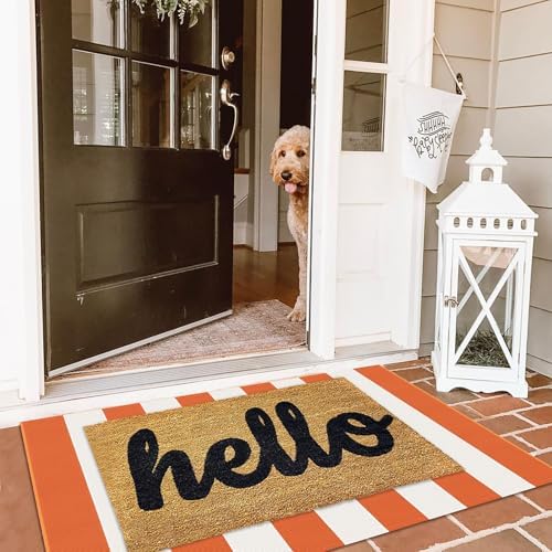 KILOCOCO 2.3'x3.6' Fall Orange Rugs Woven Striped Halloween Front Door Mat - Image 4
