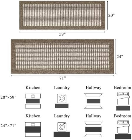 Ileading Laundry Room Runner Rug 2'x6' Non Slip Farmhouse Kitchen Floor Mats with Rubber Backing Machine Washable Brown Indoor Decor Carpet for Doormat Hallway Entryway Petmat Garage Balcony - Image 2