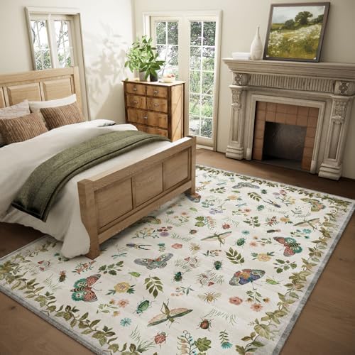 8x10 Area Rugs for Living Room: Washable Bedroom Rug Stain Resistant Non Slip Low Pile Soft Lightweight Carpet for Kitchen Dining Room Farmhouse Nursery Kids Room Indoor - Image 2