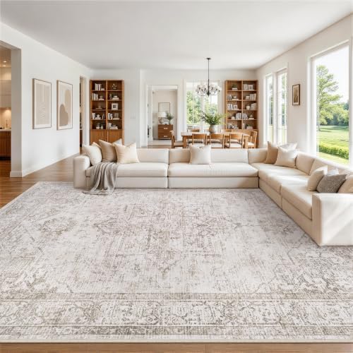 10x14 Washable Area Rugs for Bedroom Beige Brown Non-Slip Rug by Unknown
