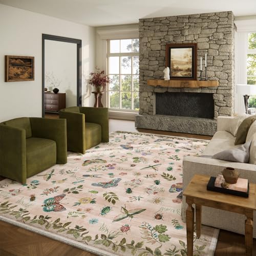 10x12 Area Rugs for Living Room: Washable Rug Non Slip Stain Resistant Low Pile Ultra Soft Faux Wool Lightweight Large Rugs for Dining Room Bedroom Under Table Rug Home Office Nursery Farmhouse Indoor by palohom