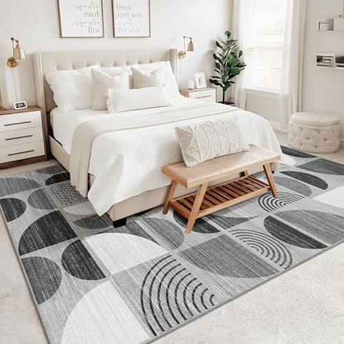 MUJOO Washable Rugs 9x12,Large Area Rugs Non Slip Modern Abstract Boho - Image 3