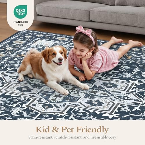 Rugflix 2x3 Entrance Rugs, Washable Navy Blue Entry Small Rug - Image 5