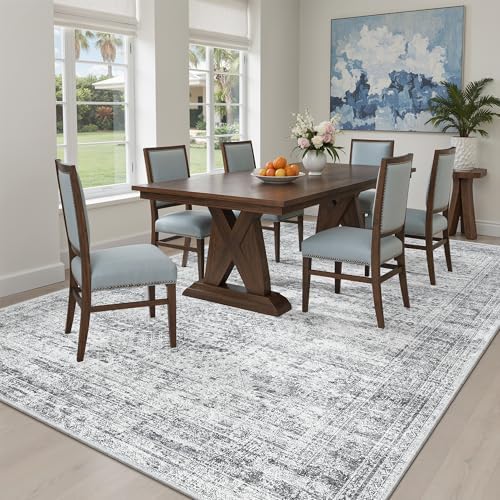 Soalmost 7x9 Area Rug for Living Room Washable Rugs Non-Slip Grey - Image 4