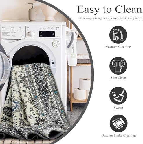 Ruaruarug Washable Area Rug 8×10 for Living Room, Ultra Soft, White Gray - Image 5