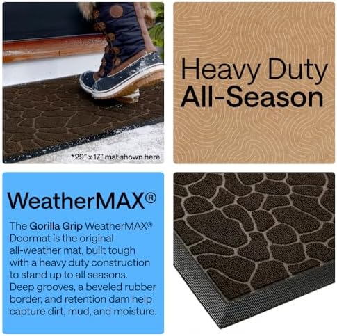 GORILLA GRIP WeatherMAX Door Mat, Indoor Outdoor, 72x24, Dark Brown Pebble - Image 3